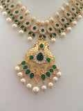 Beautiful emerald and pearls peacock necklace set   *** FREE SHIPPING ***