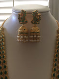 Beautiful three lines emerald stones necklace set  *** FREE SHIPPING ***
