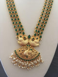 Beautiful three lines emerald stones necklace set  *** FREE SHIPPING ***