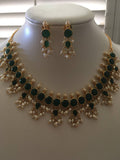 Traditional emerald stones with pearls necklace set  *** FREE SHIPPING ***