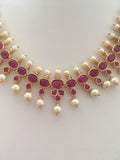Beautiful ruby stones with pearls necklace set  *** FREE SHIPPING ***