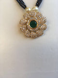 Stones changeable stones CZ pendant with black diamond beads necklace set  *** FREE SHIPPING ***