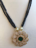 Stones changeable stones CZ pendant with black diamond beads necklace set  *** FREE SHIPPING ***
