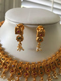 Traditional antique multicolor stones with pearls necklace set  *** FREE SHIPPING ***