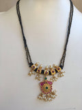 Black diamond beads chain with antique ruby stones pendant  *** FREE SHIPPING ***