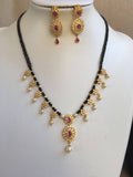 Uncut cz stones with ruby stones black diamond beads chain  *** FREE SHIPPING ***