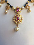 Uncut cz stones with ruby stones black diamond beads chain  *** FREE SHIPPING ***