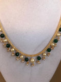 Green stones and pearls with simple cz stones chain *** FREE SHIPPING ***