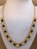 Green stones and pearls with simple cz stones chain *** FREE SHIPPING ***