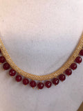 Thick cz stones mesh chain with ruby stones chain  *** FREE SHIPPING ***