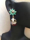 Emerald stones German silver cute earrings  *** FREE SHIPPING ***