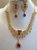 Beautiful cz stones and ruby peacock necklace set  *** FREE SHIPPING ***