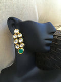 Beautiful and traditional kundans with emerald stones necklace set  *** FREE SHIPPING ***
