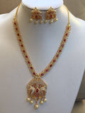 Beautiful cz stones with ruby stones necklace set  *** FREE SHIPPING ***