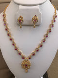 Cute cz stones with ruby necklace set  *** FREE SHIPPING ***