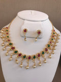 Beautiful multicolor stones stones with pearls necklace set  *** FREE SHIPPING ***