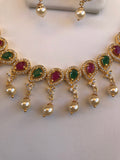 Beautiful multicolor stones stones with pearls necklace set  *** FREE SHIPPING ***