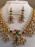 Beautiful multicolor stones with pearls necklace set  *** FREE SHIPPING ***