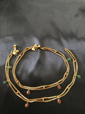 Beautiful antique anklets with ruby and emerald stones  *** FREE SHIPPING ***