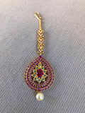 Elegant ruby stones with emerald tikka   *** FREE SHIPPING ***