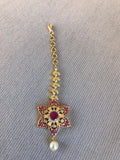 Beautiful flower design ruby and cz stones tikka  *** FREE SHIPPING ***