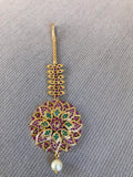 Beautiful round shaped flower design ruby stones tikka  *** FREE SHIPPING ***